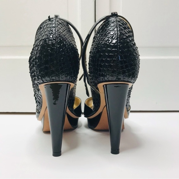 REPORT SIGNATURE Patent Cowhide Peep Toe Pumps Size 9 - Picture 5 of 7